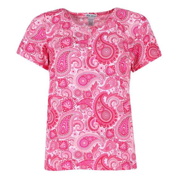 Miss Lillian Women's Paisley Henley Short Sleeve and Shorts Set - Picture 3 of 5